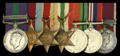Seven: Warrant Officer Class II J. Young, Highland Light Infantry

General Service 1918-62, 1 clasp, Palestine...