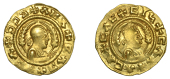 Axumite Coinage, Ebana (c. 460-480), gold unit, +cax+aca+cac+cin draped bust right wearing tall crown, holding whip,...