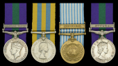 A scarce ‘double issue’ General Service Medal group of four awarded to Corporal J. Best, Highland Light...