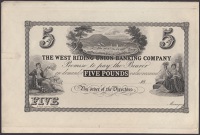 West Riding Union Banking Company, proof £5, Huddersfield, ND (c.1880), good extremely fine, attractive and...