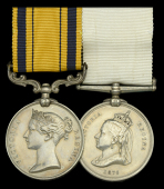 The rare Arctic Discoveries and Zulu War pair awarded to Master at Arms R. D. Symons, Royal Navy, who served in...