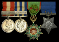 The rare Victorian campaign group of four awarded to Captain C. K. Purvis, Royal Navy, who commanded an ‘armoured...