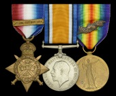 The Great War group of three awarded to Petty Officer G. Baxter, Royal Navy, attached Armoured Trains

1914 Star,...
