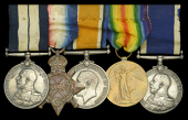 The fine Great War submariner’s D.S.M. group of five awarded to Chief Engine Room Artificer 2nd class R. E. Jupp,...