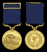 The Great War Liverpool Shipwreck and Humane Society Gold Marine Medal awarded to Captain J. Penwill, Mercantile...