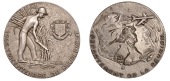 Réunion, Tricentenary of the Settlement of Réunion, 1965, a large silver medal by G. Guiraud, agricultural worker...