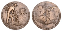 Réunion, Tricentenary of the Settlement of Réunion, 1965, a large bronze medal by G.  Guiraud, agricultural worker...