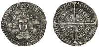 Henry VI, Rosette-Mascle issue, Groat, Calais, mm. crosses II/V, 3.71g/5h (Whitton 24a; N 1446; S 1859). Good very...