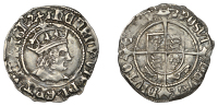 Henry VII, Profile issue, Halfgroat, York (Abp Bainbridge), mm. martlet, keys below shield, 1.27g/4h (N 1751/1; S...
