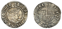 Henry VIII, Second coinage, Halfgroat, York, Abp Lee, mm. key, el by shield, 1.29g/8h (Whitton (iii); N 1807; S...