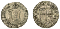 Henry VIII, Third coinage, Groat, Bristol, mm. WS on rev. only, bust 2, trefoils in two forks, lis and rose...