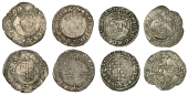 Henry VIII, Posthumous coinage, Halfgroats (4), Southwark, mm. E on rev. only, 1.24g/9h; Bristol, mm. WS on rev....