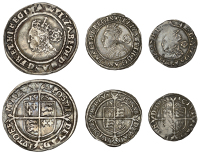 Elizabeth I, Third issue, Sixpence, 1568, mm. coronet, bust 4B, 2.91g/12h; Threepence, 1562/1, mm. pheon, bust 3F,...