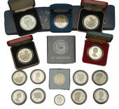 Miscellaneous, MAURITIUS, Miscellaneous commemorative Crown-sized coins in silver (18), and base metal (1); together...