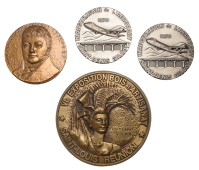 Réunion, Inauguration of Gillot Airport at Saint-Denis, 1976, silver gilt bronze medals (2), plane taking off left,...