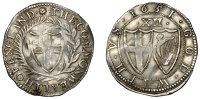 Commonwealth, Shilling, 1651, mm. sun on obv. only, n over inverted n in commonwealth, t in with re-entered,...