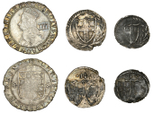Commonwealth, Halfgroat, 0.90g/5h, Penny, 0.39g/12h (ESC 224, 228; N 2729-30; S 3221-2); Charles II, Third issue,...