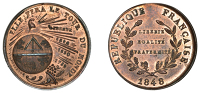 France, Hommage à la Révolution, 1848, a small bronze medalet, revolutionary slogan in three lines within laurel...