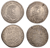 Germany, SAYN-WITTGENSTEIN-HOHENSTEIN, Gustav, Two-Third Thalers (2), both 1676 (Dav. 916; KM. 65) [2]. Both good...