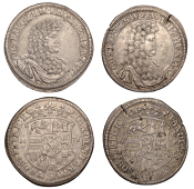 Germany, SAYN-WITTGENSTEIN-HOHENSTEIN, Gustav, Two-Third Thalers (2), both 1676 (Dav. 916; KM. 65) [2]. Both good...