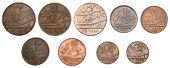India, EIC: Madras Presidency, 20 Cash (3), 1803, 1808 (2), 10 Cash (4), 1803, 1808 (3), 5 Cash (2), both 1803 (KM....