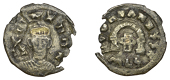 Axumite Coinage, Ella Gabaz (550s-60s), facing crowned and draped bust, rev. voided cross beneath distyle style,...