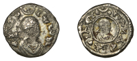 Axumite Coinage, Ousanas I (320s-340s), silver Unit, draped bust right wearing diadem, pellet-in-crescent above,...