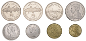 Miscellaneous, COMORO ISLAND, Republic, Specimen Set, 1964, comprising 20, 10, 5, 2, and 1 Franc by George Bazor,...
