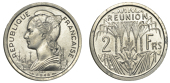 Réunion, Essai Piedfort Two-Francs, 1948, Paris, 4.50g/12h (Lec. 60). Lustrous, good extremely fine and very rare	...