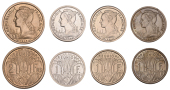 Réunion, Essai 2 Francs, 1948, in cupro-nickel, Essai Francs (3), all 1948, in cupro-nickel (2) and aluminium, all...