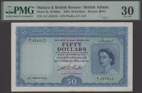 Board of Commissioners of Currency Malaya and British Borneo, $50, 21 March 1953, serial number A/1 424515, Taylor...
