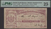 British North Borneo Company, 25 Cents, 19 August 1895, serial number 03612, Wilson and Trotter signatures, in PMG...