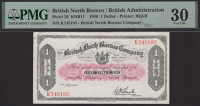 British North Borneo Company, $1, 1 July 1940, serial number K745195, Smelt signature, stains lightened, in PMG...