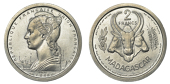 Madagascar, French Colonial Period, Essai Piedfort Two-Francs, 1948, Paris, 4.46g (Lec. 100; KM. PE2). As struck,...