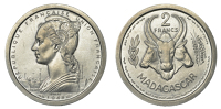 Madagascar, French Colonial Period, Essai Piedfort Two-Francs, 1948, Paris, 4.46g (Lec. 100; KM. PE2). As struck,...