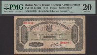 British North Borneo Company, $5, 1 January 1940, serial number H013014, Smelt signature, stained, in PMG holder 20,...