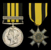 Pair: Gunner Grunshi Lokopia, Hausa Forces, later Gold Coast Constabulary

Ashanti Star 1896, unnamed as issued;...