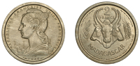 Madagascar, French Colonial Period (1896-1960), Essai 2 Francs, 1948, struck in nickel-bronze on a matt planchet,...