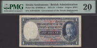 Government of the Straits Settlements, $1, 1 January 1931, serial number A/99 02536, Shelley signature, in PMG...
