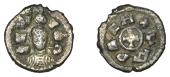 Axumite Coinage, Joel (580s-590s), silver Half Unit, facing draped bust, rev. xvapech around voided small cross,...