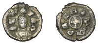 Axumite Coinage, Joel (580s-590s), silver Half Unit, facing draped bust, rev. xvapech around voided small cross,...