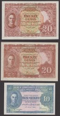 Board of Commissioners of Currency Malaya, a group of fractional notes comprising 1 Cent, 5 Cents (3), 10 Cents, and...