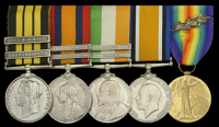 A rare ‘Benin operations’ group of five awarded to Major N. Burrows, South Wales Borderers, late Loyal North...