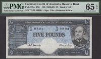 Reserve Bank of Australia, $5, ND (1961), serial number TC/69 369381, Coombs and Wilson signatures, in PMG holder 65...
