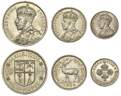 Mauritius, British Mauritius, George V, Rupee, Half-Rupee, Quarter-Rupee, all 1934 (KM. 15-17) [3]. Extremely fine...