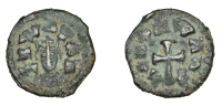 Axumite Coinage, Joel (580s-590s), Æ Unit, facing draped bust, rev. Ge’ez legend around long cross, 0.79g/1h...