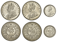 India, British India, George V, Rupees (2), 1913b, 1918b, Bombay, Quarter-Rupee, 1917c, Calcutta (Prid. 219, 224,...