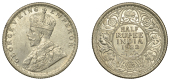India, British India, George V, Half-Rupee, 1922c, Calcutta (Prid. 325; S & W 8.93; KM. 522). Almost extremely fine...