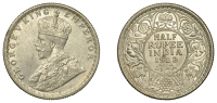 India, British India, George V, Half-Rupee, 1922c, Calcutta (Prid. 325; S & W 8.93; KM. 522). Almost extremely fine...