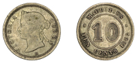 Mauritius, British Mauritius, Victoria, 10 Cents, 1882h, Heaton mint (KM. 10). Toned, fine; the rarest date in the...
